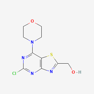 molecular formula C10H11ClN4O2S B8375148 (5-Chloro-7-morpholinothiazolo[4,5-d]pyrimidin-2-yl)methanol 