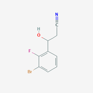 molecular formula C9H7BrFNO B8375152 3-(3-Bromo-2-fluorophenyl)-3-hydroxypropanenitrile 
