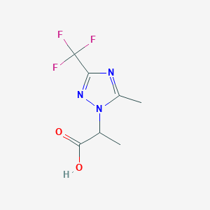 molecular formula C7H8F3N3O2 B8375176 2-[5-Methyl-3-(trifluoromethyl)-1,2,4-triazol-1-yl]propanoic acid 