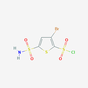 molecular formula C4H3BrClNO4S3 B8375181 4-Bromo-5-chlorosulfonyl-2-thiophenesulfonamide 