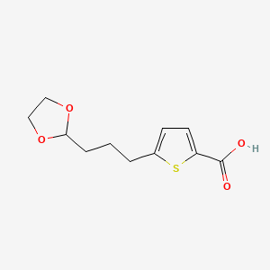 molecular formula C11H14O4S B8375210 5-(3-[1,3-Dioxolan-2-yl]propyl)-2-thiophene Carboxylic Acid 