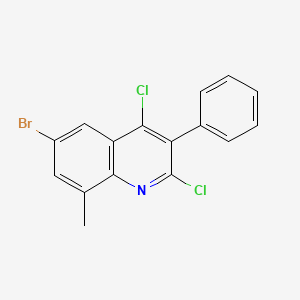 molecular formula C16H10BrCl2N B8375319 6-Bromo-2,4-dichloro-8-methyl-3-phenylquinoline 