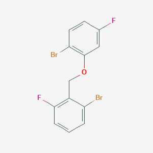 molecular formula C13H8Br2F2O B8375439 1-Bromo-2-(2-bromo-6-fluoro-benzyloxy)-4-fluoro-benzene 
