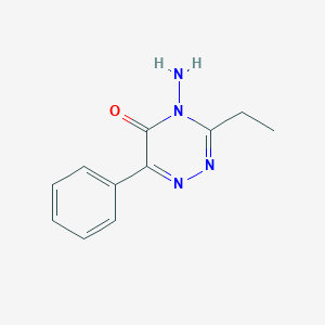 molecular formula C11H12N4O B8375477 3-ethyl-4-amino-6-phenyl-5H-1,2,4-triazin-5-one 