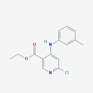 molecular formula C15H15ClN2O2 B8375492 Ethyl 4-(m-toluidino)-6-chloronicotinate 