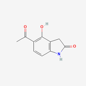 molecular formula C10H9NO3 B8375498 5-Acetyl-1,3-dihydro-4-hydroxy-2H-indol-2-one 