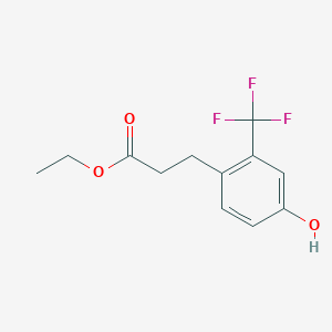 molecular formula C12H13F3O3 B8375506 3-(4-Hydroxy-2-trifluoromethyl-phenyl)-propionic acid ethyl ester 