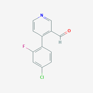 molecular formula C12H7ClFNO B8375528 4-(4-Chloro-2-fluorophenyl)nicotinaldehyde 