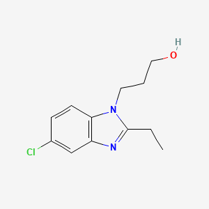 molecular formula C12H15ClN2O B8375541 5-chloro-2-ethyl-1H-benzimidazole-1-propanol 