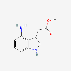 molecular formula C11H14N2O2 B8375599 methyl (4-amino-2,3-dihydro-1H-indol-3-yl)acetate 
