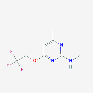 molecular formula C8H10F3N3O B8375759 2-Methylamino-4-(2,2,2-trifluorethoxy)-6-methylpyrimidine 