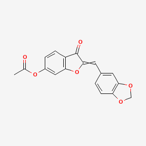 molecular formula C18H12O6 B8376036 6-acetoxy-2-piperonylidene-3(2H)-benzofuranone 
