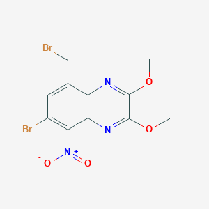 molecular formula C11H9Br2N3O4 B8376060 7-Bromo-5-bromomethyl-2,3-dimethoxy-8-nitro-quinoxaline 
