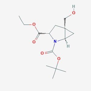 molecular formula C14H23NO5 B8376065 2-(tert-Butyl) 3-ethyl (1R,3S,5S)-5-(hydroxymethyl)-2-azabicyclo[3.1.0]hexane-2,3-dicarboxylate 