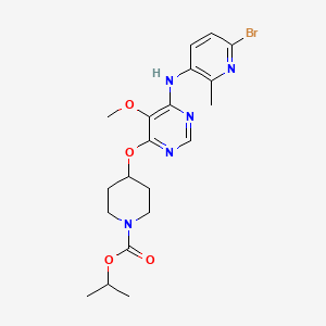 molecular formula C20H26BrN5O4 B8376090 4-[6-(6-Bromo-2-methyl-pyridin-3-ylamino)-5-methoxy-pyrimidin-4-yloxy]-piperidine-1-carboxylic acid isopropyl ester 