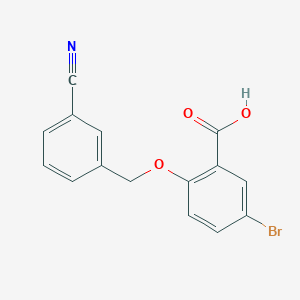 molecular formula C15H10BrNO3 B8376108 5-Bromo-2-{[(3-cyanophenyl)methyl]oxy}benzoic acid 