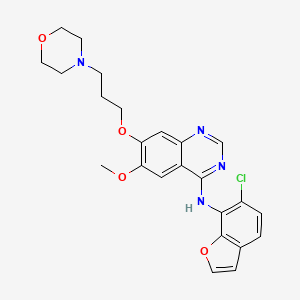 molecular formula C24H25ClN4O4 B8376148 N-(6-chloro-1-benzofuran-7-yl)-6-methoxy-7-(3-morpholin-4-ylpropoxy)quinazolin-4-amine 