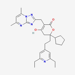 2-cyclopentyl-2-[2-(2,6-diethyl-4-pyridyl)ethyl]-5-[(5,7-dimethyl-[1,2,4]triazolo[1,5-a]pyrimidin-2-yl)methyl]-4-hydroxy-3H-pyran-6-one