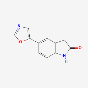 molecular formula C11H8N2O2 B8376174 5-(Oxazol-5-yl)-1,3-dihydroindol-2-one 