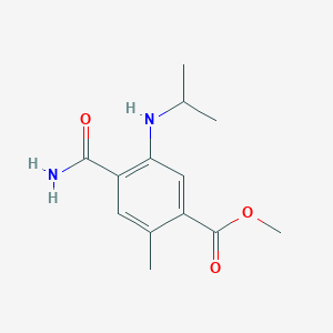 molecular formula C13H18N2O3 B8376275 Methyl 4-aminocarbonyl-5-(isopropylamino)-2-methylbenzoate 