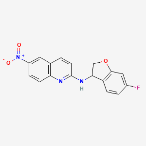 molecular formula C17H12FN3O3 B8376311 Rac-(6-fluoro-2,3-dihydro-benzofuran-3-yl)-(6-nitro-quinolin-2-yl)-amine 