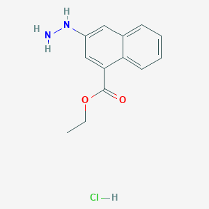 molecular formula C13H15ClN2O2 B8376337 Ethyl 3-hydrazinonaphthalene-1-carboxylate hydrochloride 