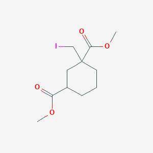 molecular formula C11H17IO4 B8376555 1-Iodomethyl-1,3-dicarbomethoxycyclohexane CAS No. 75328-53-9