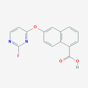 molecular formula C15H9FN2O3 B8376578 6-(2-Fluoropyrimidin-4-yloxy)-1-naphthoic acid 