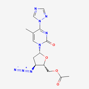 molecular formula C14H16N8O4 B8376582 [(2s,3s,5r)-3-Azido-5-[5-methyl-2-oxo-4-(1,2,4-triazol-1-yl)pyrimidin-1-yl]tetrahydrofuran-2-yl]methyl acetate 