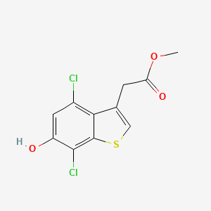 molecular formula C11H8Cl2O3S B8376804 Methyl(4,7-dichloro-6-hydroxy-1-benzothiophen-3-yl)acetate 
