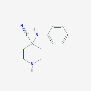 molecular formula C12H15N3 B8377022 4-Anilino isonipecotonitrile 