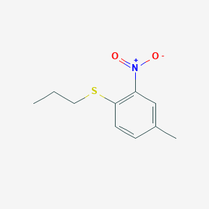 molecular formula C10H13NO2S B8377078 4-Methyl-2-nitro-1-(propylthio)benzene 