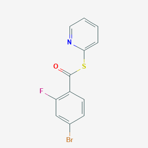 molecular formula C12H7BrFNOS B8377106 4-Bromo-2-fluoro-thiobenzoic acid S-pyridin-2-yl ester 