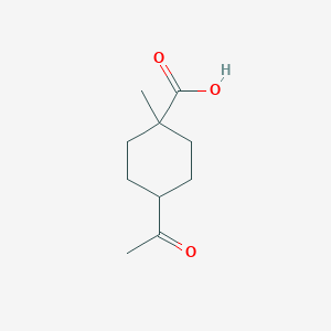 molecular formula C10H16O3 B8377142 4-Acetyl-1-methyl-1-cyclohexanecarboxylic acid 