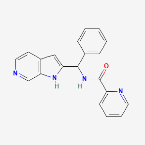 molecular formula C20H16N4O B8377156 N-[phenyl(1H-pyrrolo[2,3-c]pyridin-2-yl)methyl]-2-pyridinecarboxamide 