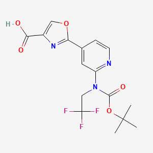 molecular formula C16H16F3N3O5 B8377224 2-(2-((Tert-butoxycarbonyl)(2,2,2-trifluoroethyl)amino)pyridin-4-yl)oxazole-4-carboxylic acid 