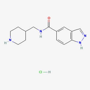 molecular formula C14H19ClN4O B8377355 1h-Indazole-5-carboxamide,n-(4-piperidinylmethyl)-,hydrochloride 