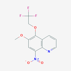 molecular formula C12H9F3N2O4 B8377368 6-Methoxy-8-nitro-5-(2,2,2-trifluoroethoxy)quinoline 