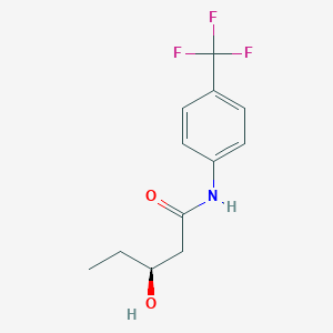 molecular formula C12H14F3NO2 B8377371 (S)-N-[4-(trifluoromethyl)phenyl]-3-hydroxypentanoic acid amide 