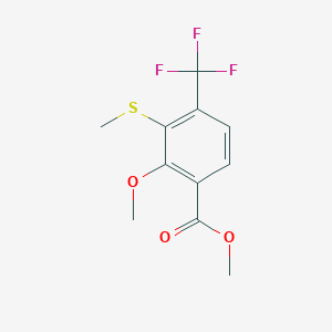 molecular formula C11H11F3O3S B8377446 Methyl 2-methoxy-3-methylthio-4-(trifluoromethyl)benzoate 