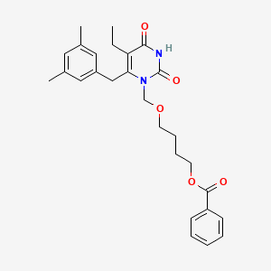 molecular formula C27H32N2O5 B8377492 1-(4-Benzoyloxybutyloxymethyl)-6-(3,5-dimethylbenzyl)-5-ethyluracil 