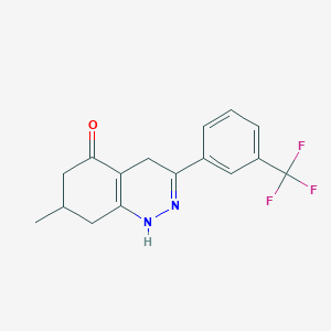 molecular formula C16H15F3N2O B8377543 7-Methyl-3-(3-(trifluoromethyl)phenyl)-1,4,6,7,8-pentahydrocinnolin-5-one 