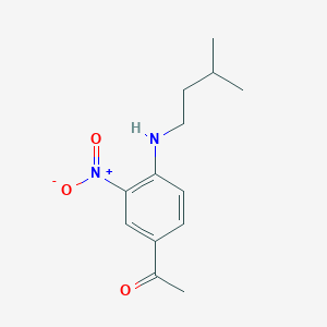 molecular formula C13H18N2O3 B8377566 1-[4-(3-Methyl-butylamino)-3-nitro-phenyl]-ethanone 