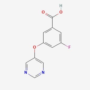 molecular formula C11H7FN2O3 B8377586 3-Fluoro-5-(pyrimidin-5-yloxy)benzoic acid 