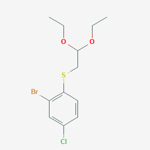 molecular formula C12H16BrClO2S B8377609 2-Bromo-1-[(2,2-diethoxyethyl)thio]-4-chlorobenzene CAS No. 1236538-61-6