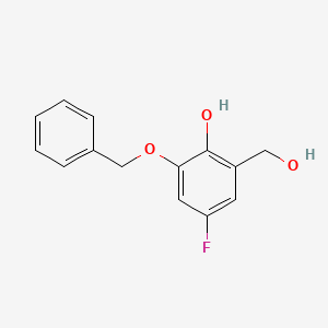molecular formula C14H13FO3 B8377620 4-Fluoro-2-(hydroxymethyl)-6-[(phenylmethyl)oxy]phenol 