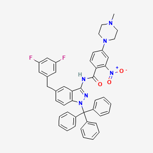 molecular formula C45H38F2N6O3 B8377645 N-[5-(3,5-difluoro-benzyl)-1-trityl-1H-indazol-3-yl]-4-(4-methyl-piperazin-1-yl)-2-nitro-benzamide 