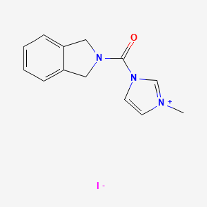 molecular formula C13H14IN3O B8377783 3-(1,3-dihydro-isoindole-2-carbonyl)-1-methyl-3H-imidazol-1-ium iodide 