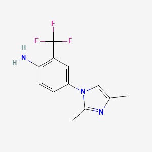 molecular formula C12H12F3N3 B8377919 1-(4-Amino-3-(trifluoromethyl)phenyl)-2,4-dimethylimidazole 
