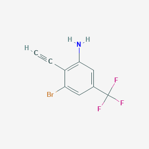 molecular formula C9H5BrF3N B8377956 3-Bromo-2-ethynyl-5-(trifluoromethyl)benzenamine 